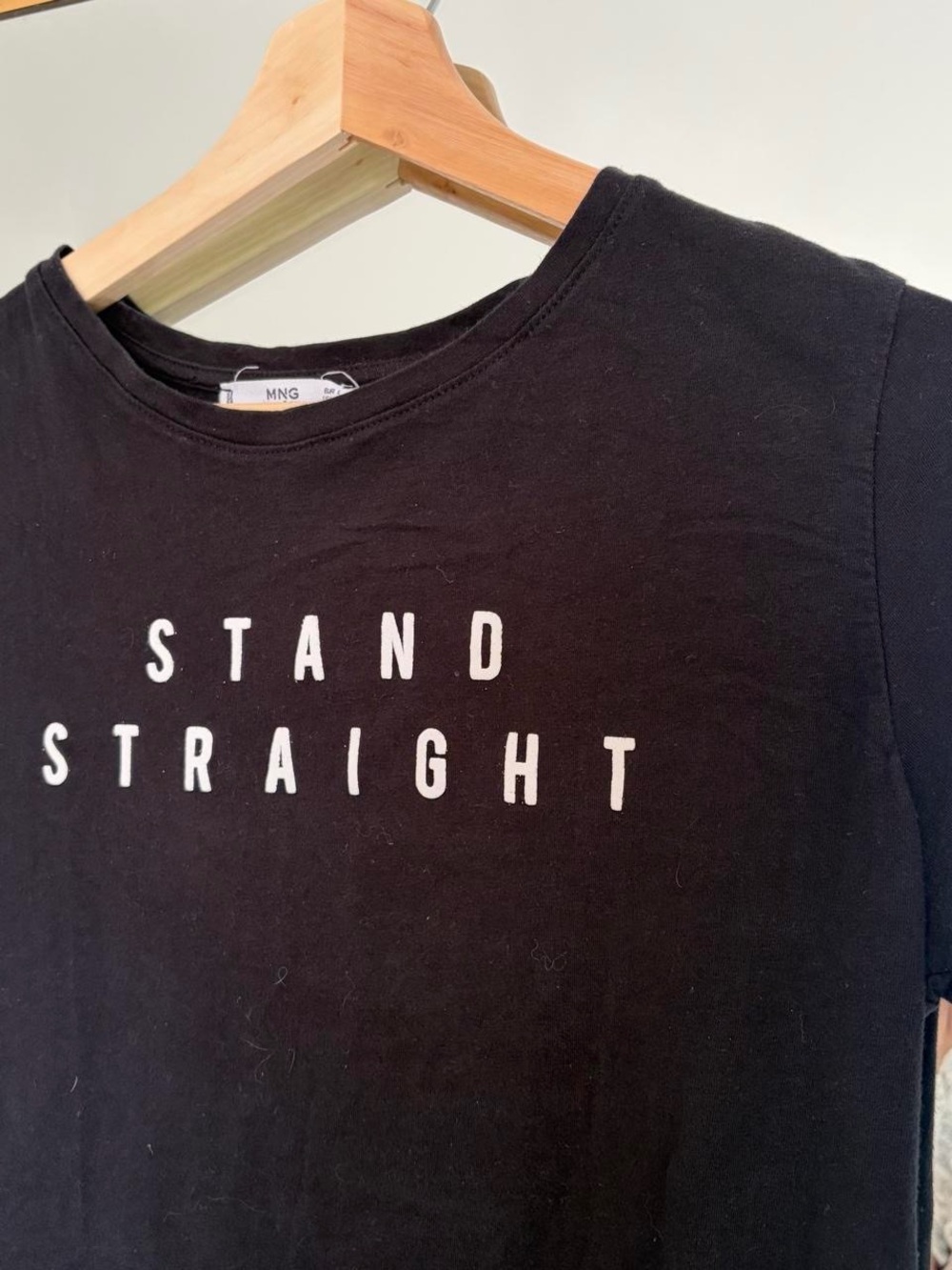 Mango Black Graphic Tee Shirt Stand Straight Medium - Picture 2 of 4